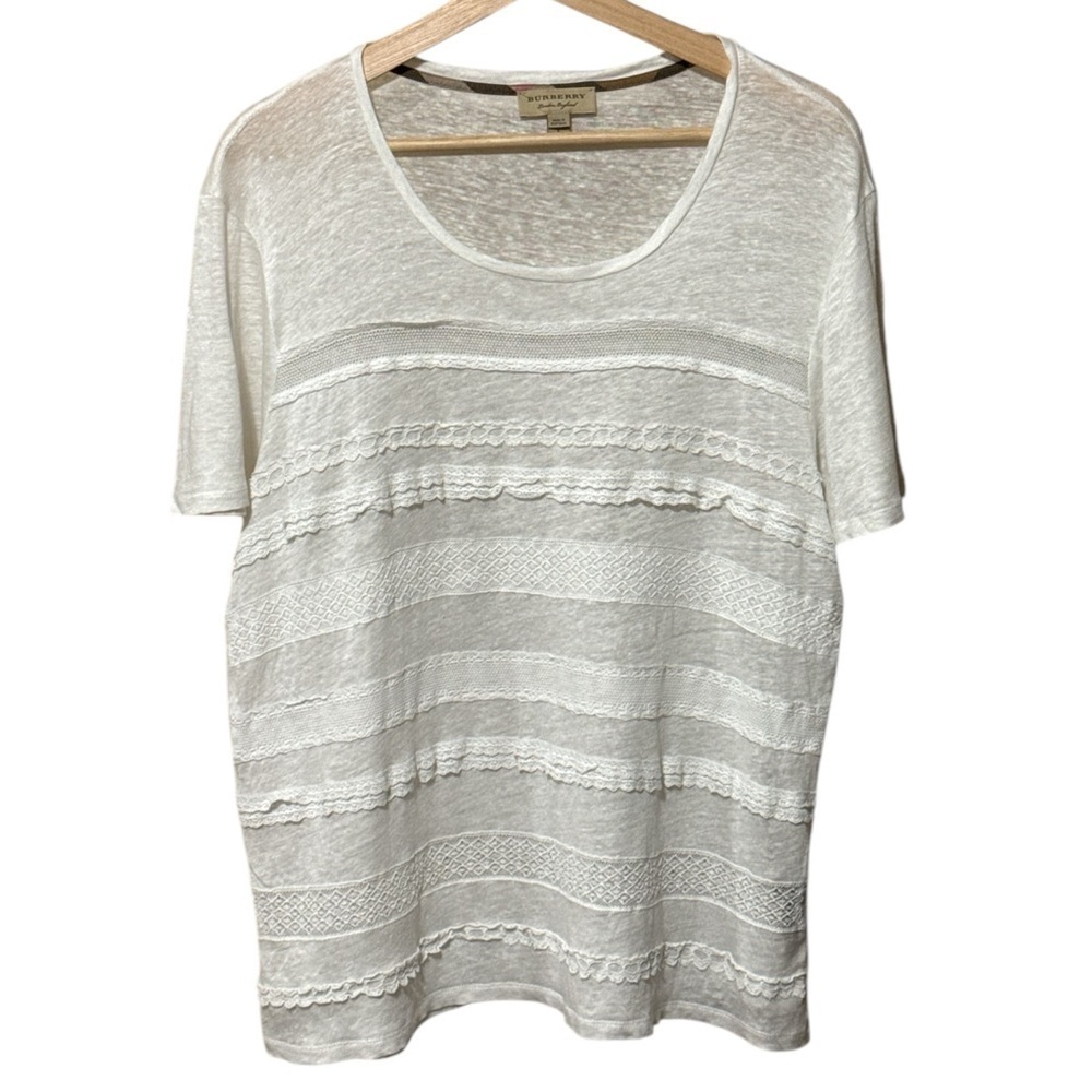 EUC - Burberry Pombiero Lace Stripe Top - Size Large - Picture 2 of 4